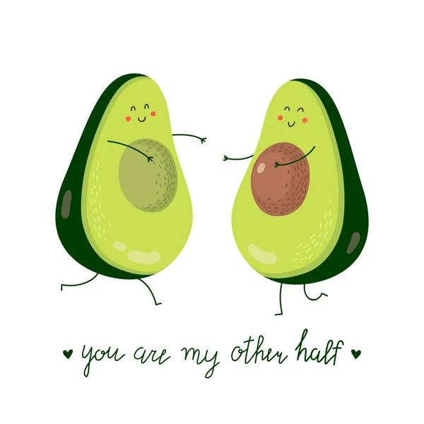 Mitades aguacate en el amor — Vector de stock