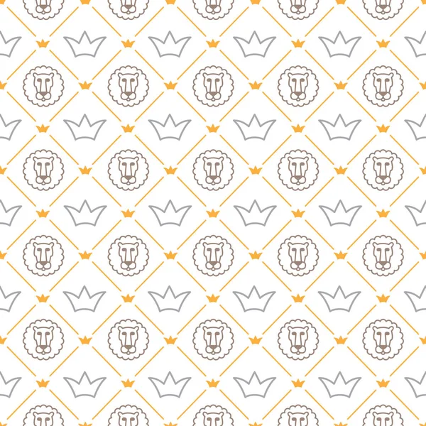 Pattern with crowns and lions. — Stock Vector