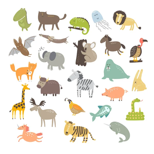 Animales zoológicos lindos — Vector de stock