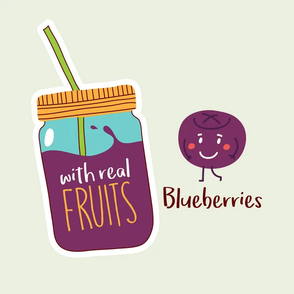 Vector Illustration Design Cartoon Jar Real Fruits Text Royalty Free Stock Illustrations