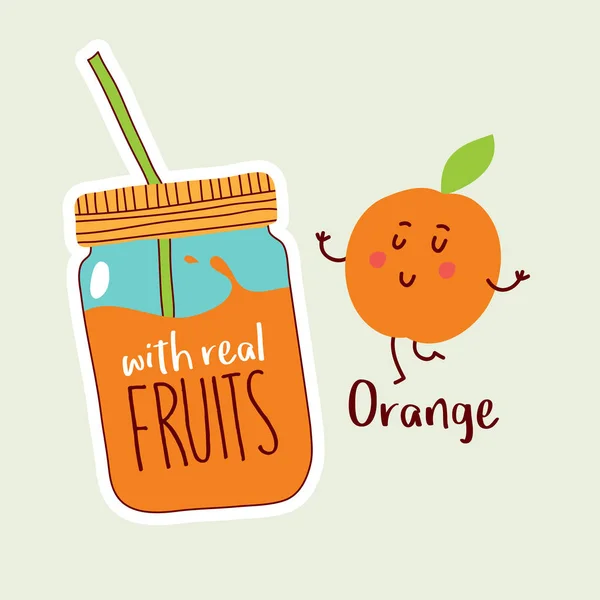 Vector Illustration Design Cartoon Jar Real Fruits Text Royalty Free Stock Illustrations