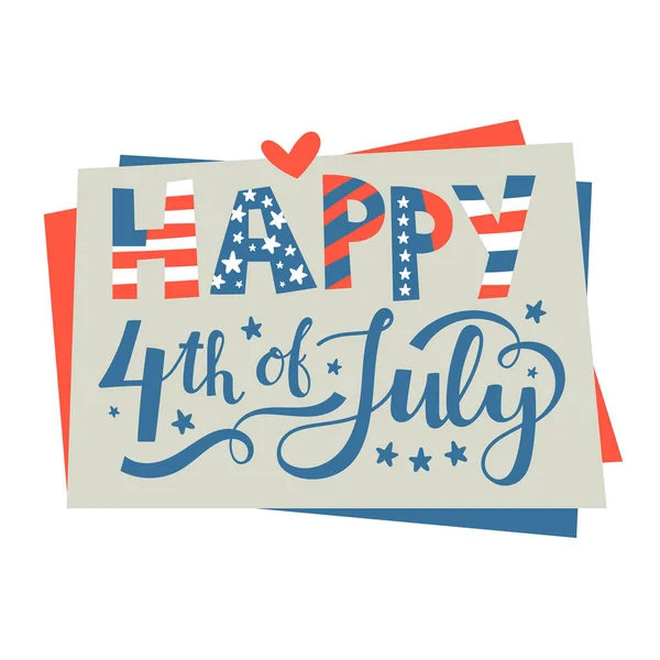 Cartolina Alla Happy Independence Day Card Stati Uniti America Luglio — Vettoriale Stock