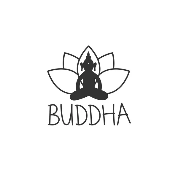 Modello Logo Vettoriale Con Buddha Seduto — Vettoriale Stock