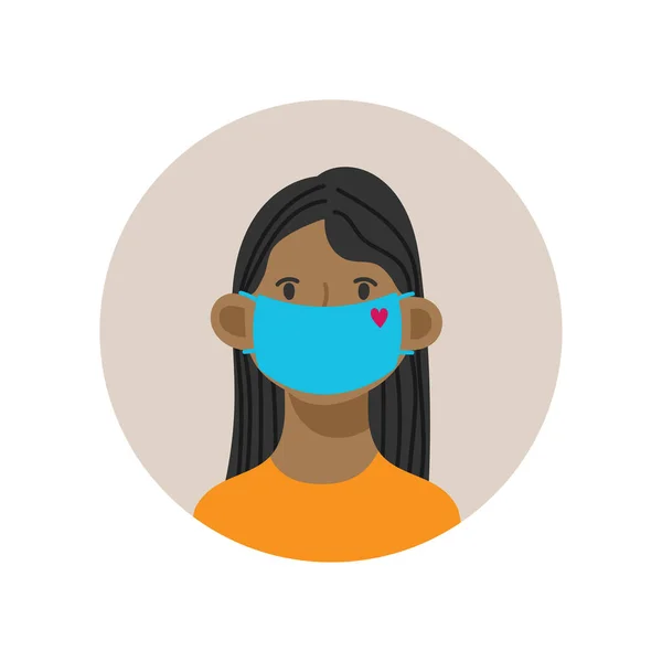 Κορίτσι Ιατρική Μάσκα Που Προστατεύει Από Τον Κορόνα Εικονογράφηση Διανύσματος — Διανυσματικό Αρχείο