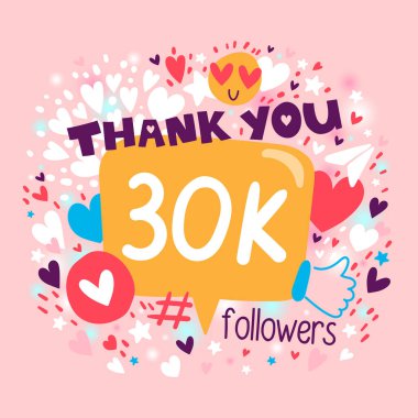 30000 ya da 30000 takipçiye teşekkür ederim. Tebrik kartı. Blogcu çok sayıda aboneyi kutluyor.