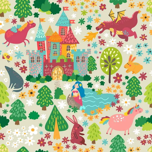 Fairy Tale Vector Naadloos Patroon — Stockvector