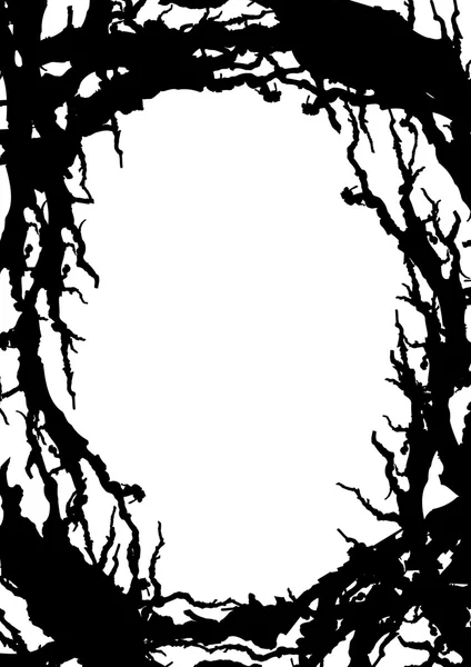 Oval de ramos pretos em Halloween. Vetor —  Vetores de Stock