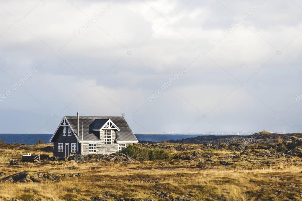 Lonely house by the sea and landscape