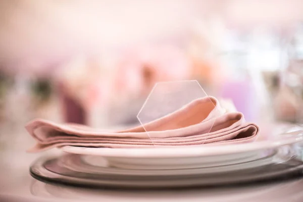 Table set for wedding or another catered event dinner — Stock Photo, Image