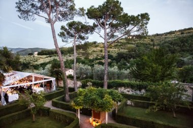 Bir İtalyan villası avlusu. Villa Bordoni