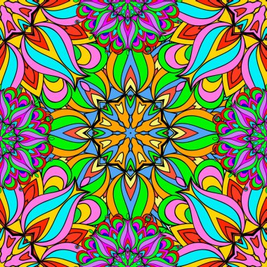 Renkli seamless modeli mandala, duvar kağıdı, desen dolgularını, web sayfası arka planı, yüzey dokuları için kullanılabilir. Arapça, Hindistan, Islam, Asya. Mutlu desig desen.