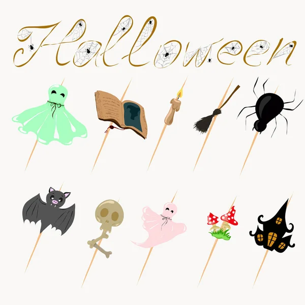 Collection Silhouettes Halloween Icône Personnage Sur Fond Blanc — Photo