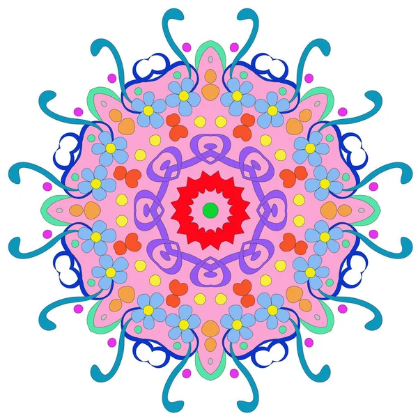 Ozdobne Okrągłe Wzór Organiczny Koło Kolorowe Mandala Wieloma Szczegółami Białym — Zdjęcie stockowe