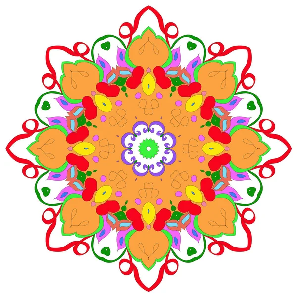 Patrón Orgánico Redondo Ornamental Círculo Mandala Colorido Con Muchos Detalles —  Fotos de Stock