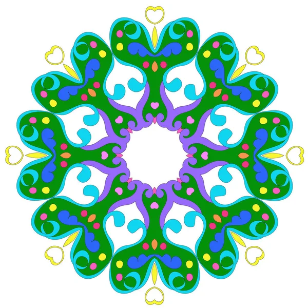 Ozdobne Okrągłe Wzór Organiczny Koło Kolorowe Mandala Wieloma Szczegółami Białym — Zdjęcie stockowe