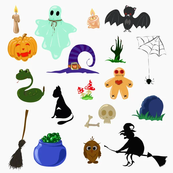 Collectie Van Halloween Silhouetten Pictogram Karakter — Stockfoto