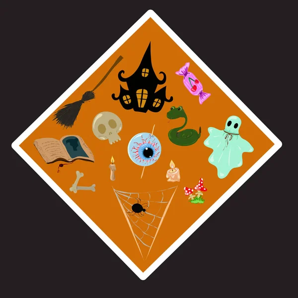 Collectie Van Halloween Silhouetten Pictogram Karakter — Stockfoto