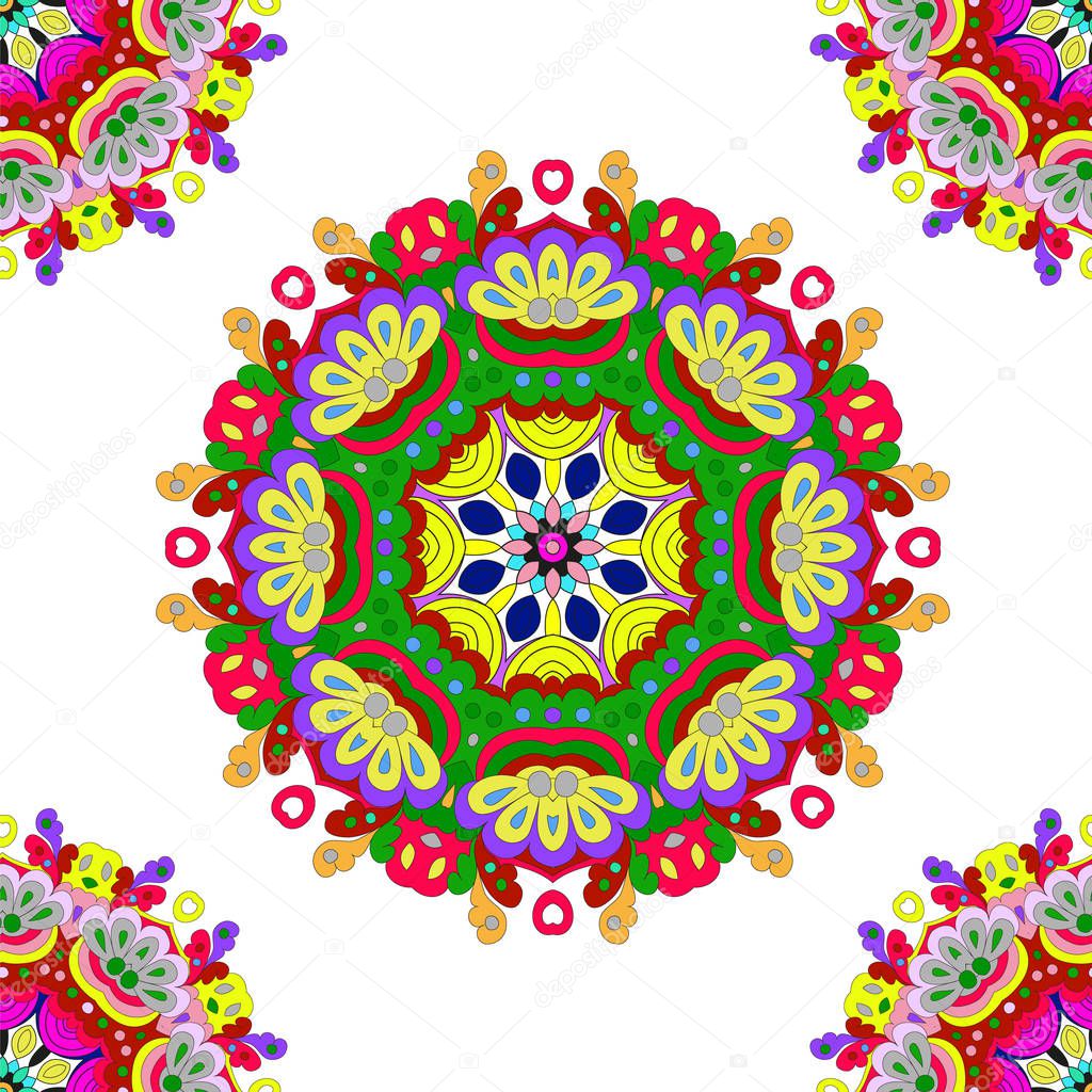 Seamless pattern mandala on a white background, can be used for walpapper, web,  surface textures. Arabic, India, Islam.