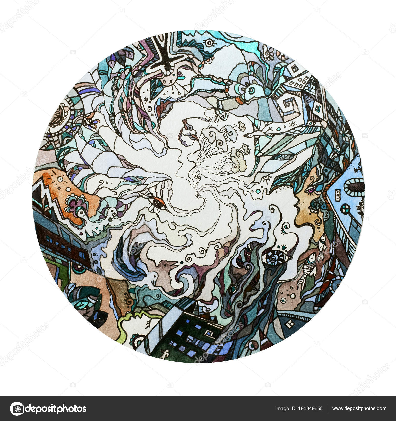 Graphic Drawing Executed Water Color Ink Magical World Dream Circle Stock Photo Image By C E Serebryakova Graphic Drawing Executed Water Color Ink Magical World Dream Circle Stock Photo Image By C E Serebryakova