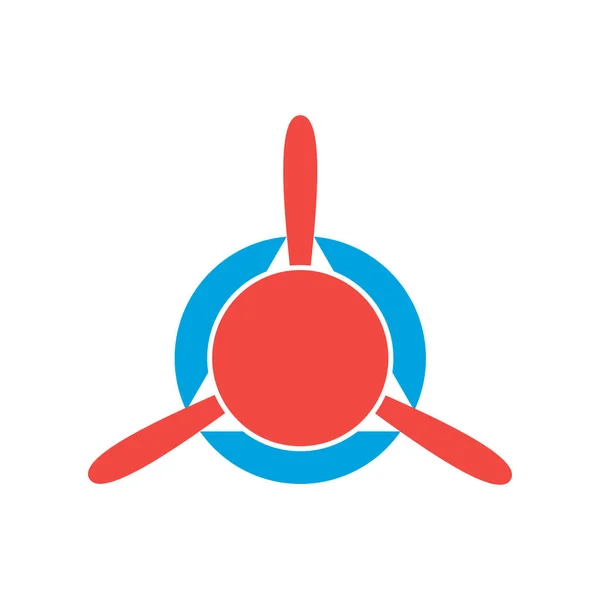 飛行機のプロペラ。シンプルな航空ロゴ。白い背景に航空機のプロペラアイコン。風力発電機装置。孤立したベクトル図。フラットスタイルの空気アイコン. — ストックベクタ