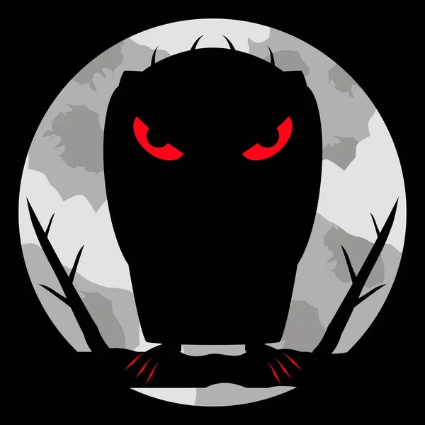 Monster Vampire Scary Bloody Eyes Sharp Claws Night Background Large — 图库矢量图片