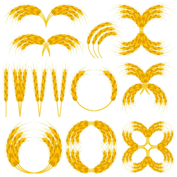 Corone Grano Set Ornamenti Design Modelli Diversi Clipart Vettoriale Disegno — Vettoriale Stock