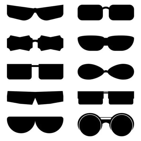 Ensemble Silhouettes Lunettes Noires Avec Différentes Lentilles Illustration Vectorielle — Image vectorielle