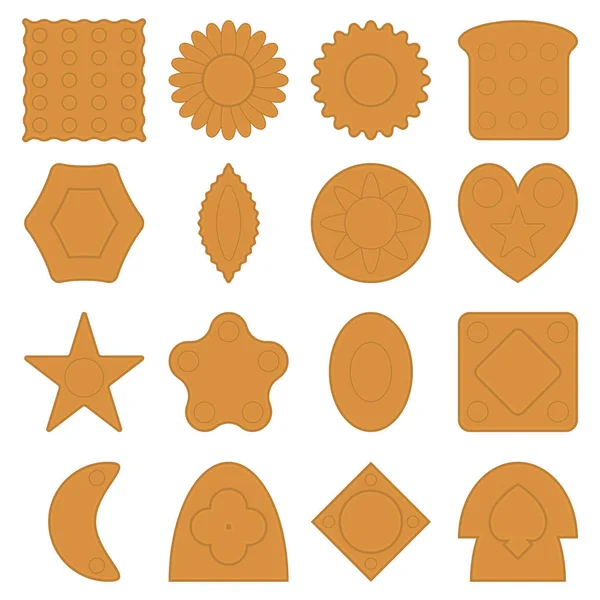 Ensemble Icônes Cookies Différentes Formes Biscuits Aux Motifs Variés Illustration — Image vectorielle