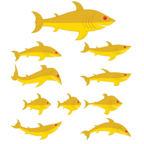 Goldfishes Set Different Shapes Types Cartoon Characters Vector Illustrations — Stock Vector