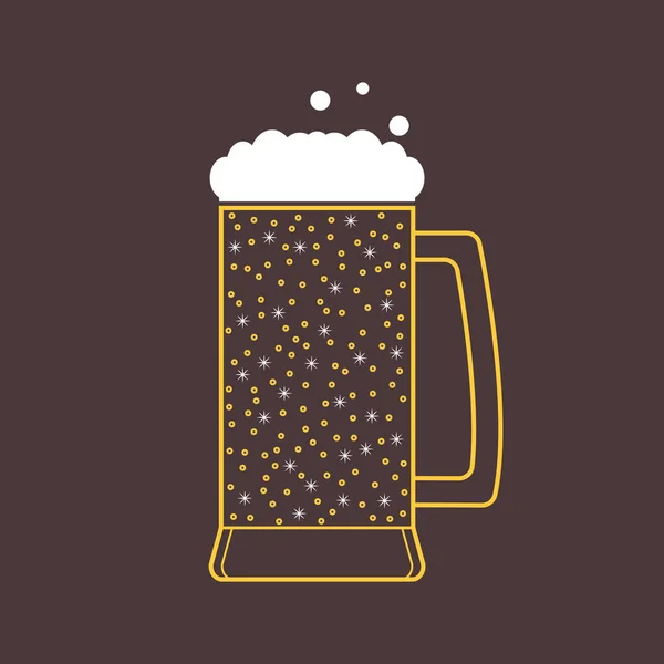 Glass Mug Cold Beer Bubbles White Foam Snowflakes Fizzy Cold — 스톡 벡터