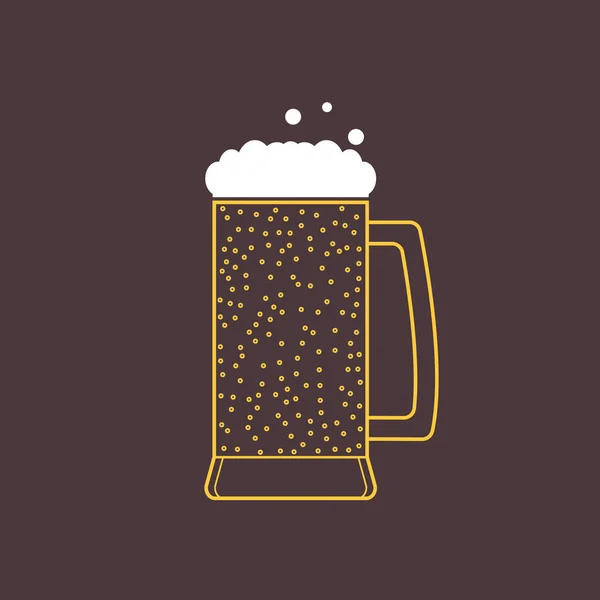 Taza Vidrio Con Cerveza Con Espuma Burbujas Cerveza Fría Icono — Vector de stock