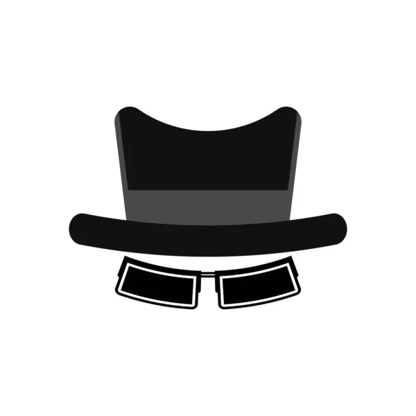 Agent Spion Inkognito Ikone Hut Und Brille Anonym Und Fremd — Stockvektor