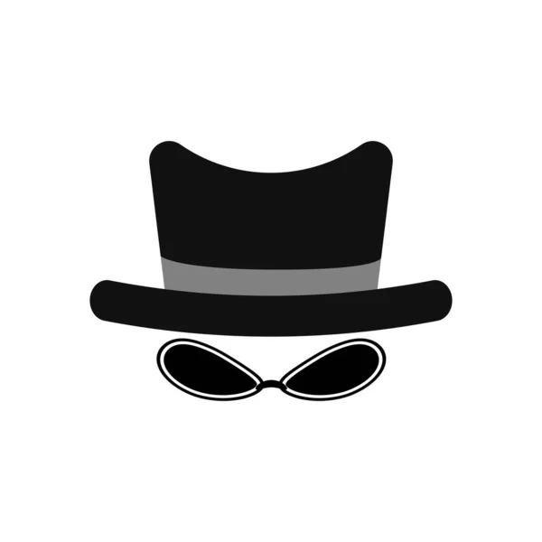 Agente Espía Ícono Incógnito Sombrero Gafas Anónimo Extraños Ilustración Vectorial — Archivo Imágenes Vectoriales