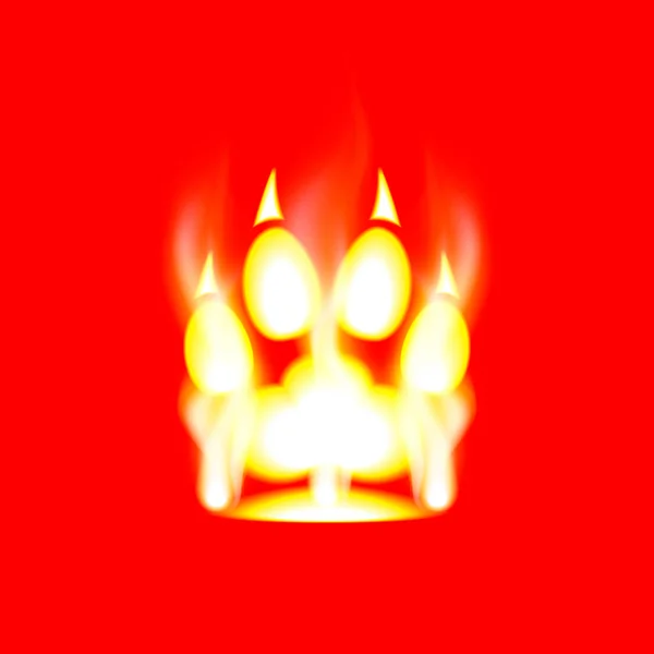 Paw Predatory Beast Flame Fire Red Background Fiery Trace Beast — 스톡 벡터