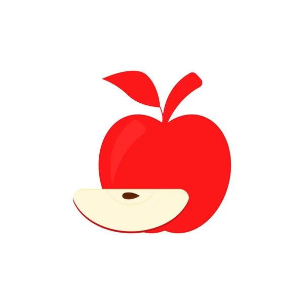 Pomme Rouge Entière Quart Pomme Avec Une Graine Intérieur Icône — Image vectorielle