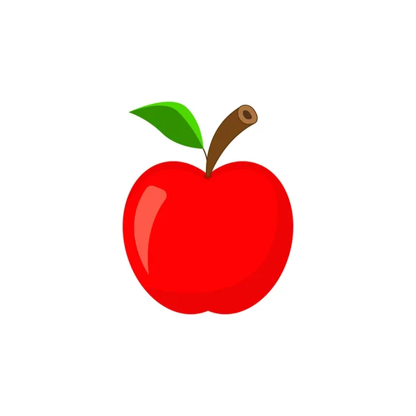 Icône Pomme Rouge Fruit Avec Branche Feuille Illustration Vectorielle — Image vectorielle