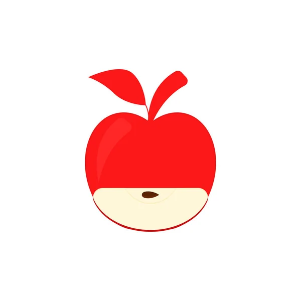 Silueta Roja Icono Manzana Entera Con Una Rebanada Semillas Interior — Vector de stock