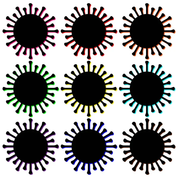Set Las Siluetas Negras Bacterias Virales Microbios Sobre Fondo Blanco — Archivo Imágenes Vectoriales