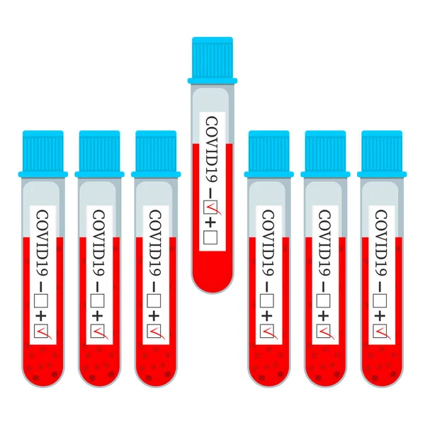 Uppsättning Glasrör Med Blod För Test Covid Coronavirus Alla Tester — Stock vektor