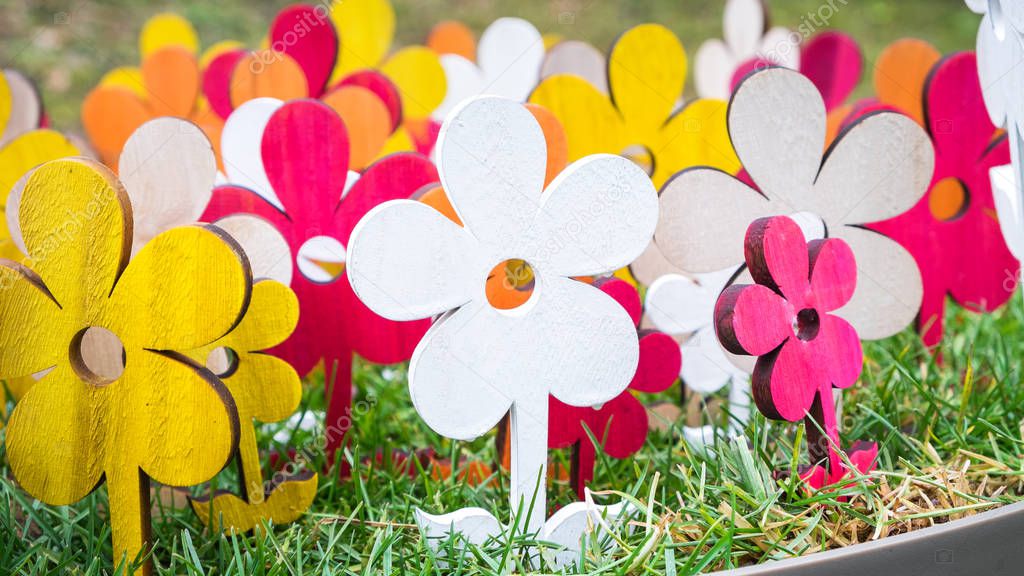 Wooden colorful flowers