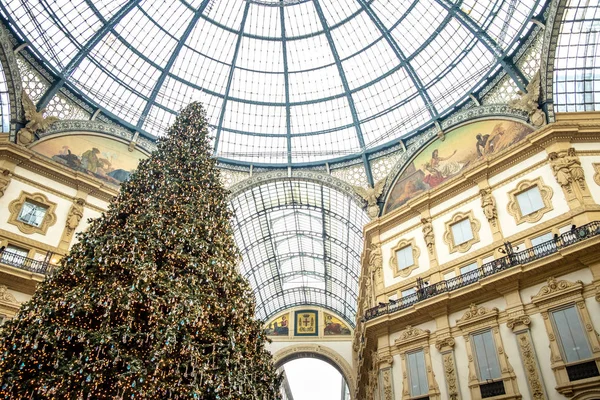 Intérieur Galerie Vittorio Emanuele Pendant Les Fêtes Noël Milan Italie — Photo