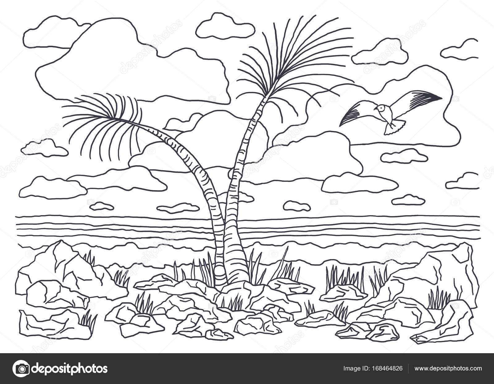 Desenho de Quadro com palmeiras para Colorir - Colorir.com