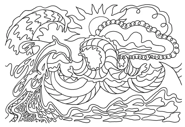 Coloring books for children and adults. An image of nature. Stylization. The idea of coloring.