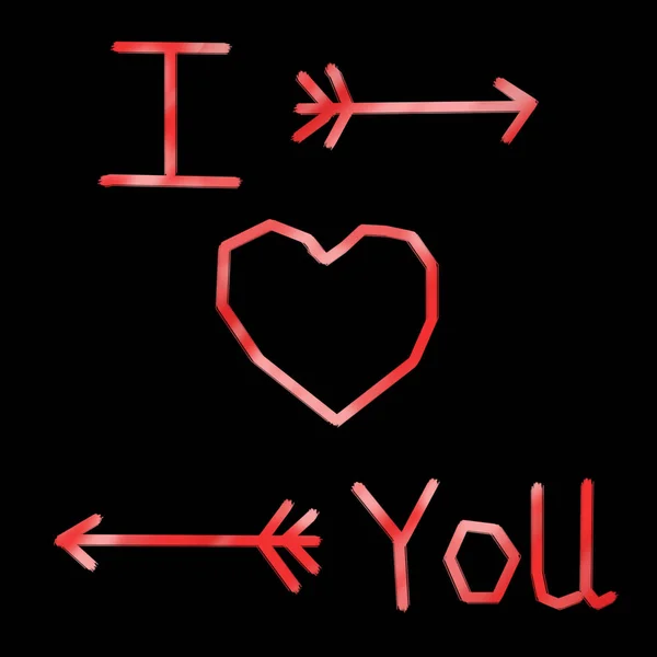 I love you, Valentinstag-Ikone mit handschriftlichen Inschriften, Kalligrafie mit dunklem Hintergrund für das Logo, Banner, Etiketten, Postkarten, Einladungen, Gravuren, Poster, Webpräsentation. — Stockfoto