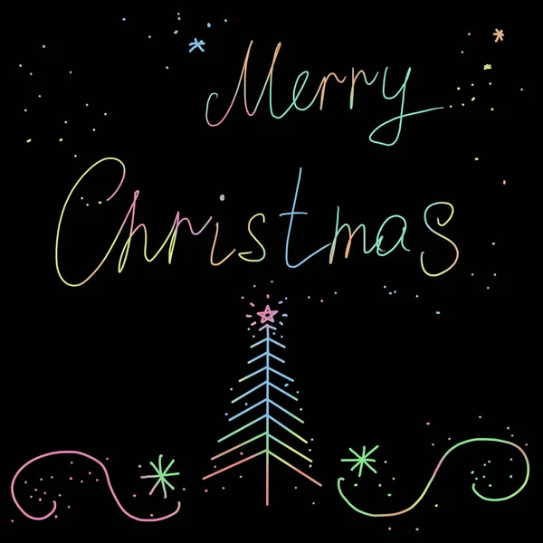 圣诞快乐，圣诞徽章上，手写文字，书法与深色背景的徽标、 横幅、 标签、 明信片、 邀请、 版画、 海报、 web、 演示文稿. — 图库照片