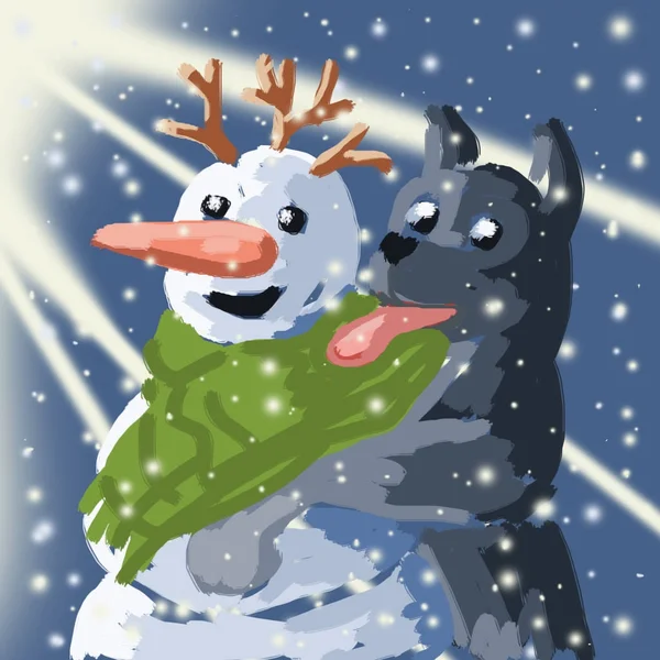 Köpek büyük bir Noel ağacı görünüyor