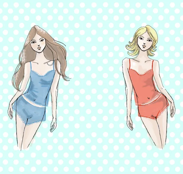 Pijama iki kız resmi