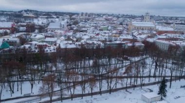 Vilnius eski şehir panoraması, şafak Kalesi, Vilnius kış