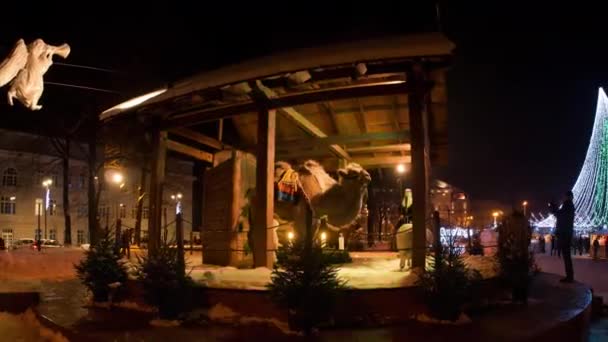 维尔纽斯全景晚上圣诞平安夜 — 图库视频影像