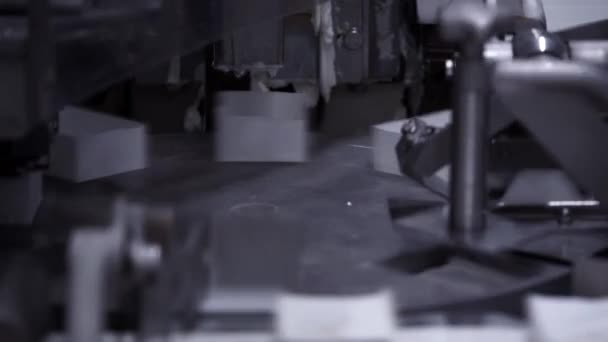 Der Prozess der Verpackung von Sauermilchkäse in Papierverpackungen auf speziellen Anlagen in einer Molkereifabrik — Stockvideo